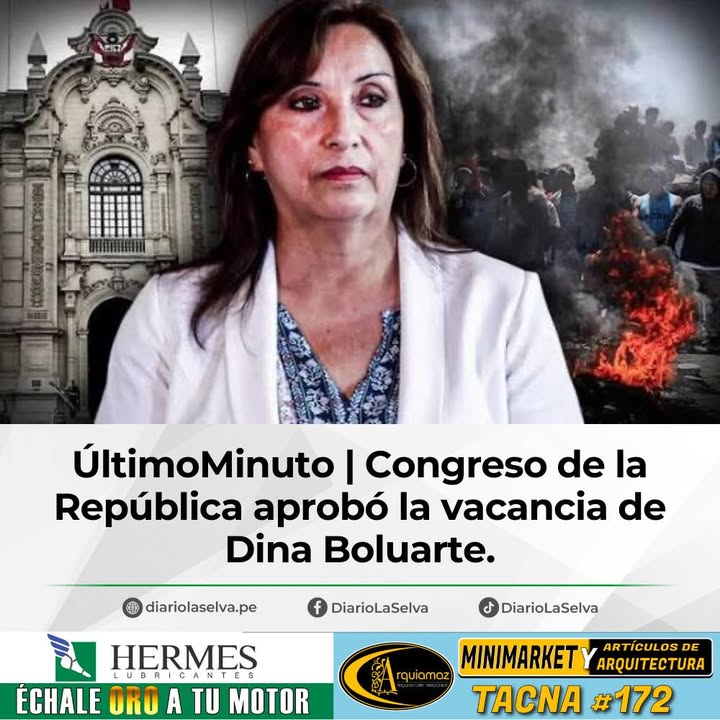#ÚltimoMinuto | Congreso de la República aprobó la vacancia de Dina Boluarte.