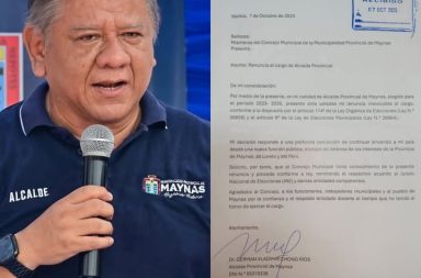 Alcalde de Maynas Vladimir Chong presenta su renuncia al cargo
