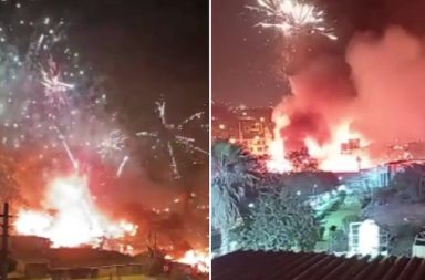 Explosiones agravan incendio en Pamplona Alta tras alcanzar fábrica de pirotécnicos