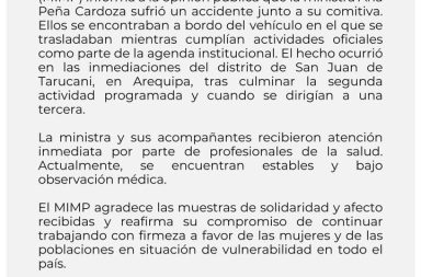 Comunicado del Ministerio de la Mujer y Poblaciones Vulnerables.