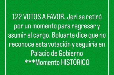 Congreso decide por amplia mayoría la vacancia presidencial. Votación que supera a...