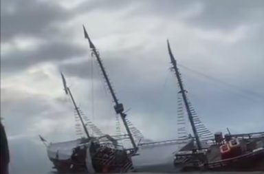 Se hunde réplica de una de las Tres Marias en Puerto Vallarta - México