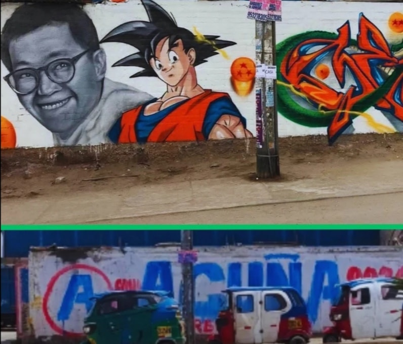 Polémica en Villa El Salvador por borrado de mural de Gokú