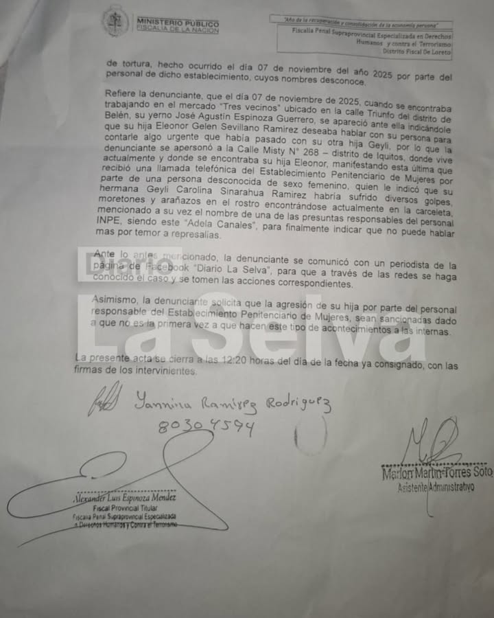 Familiares responden a denuncia sobre presuntos maltratos en el penal de mujeres de Iquitos