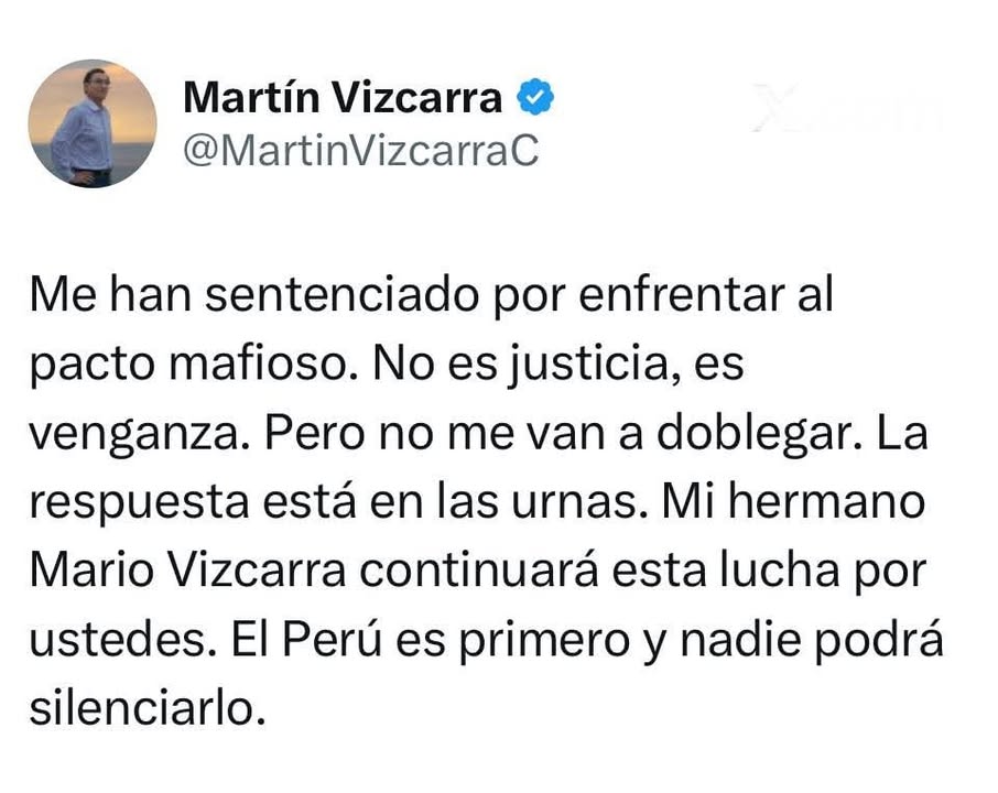 Mensaje del Martín Vizcarra después de su sentencia.