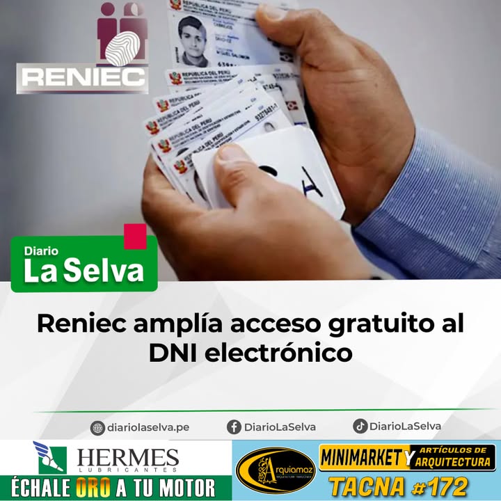 Más de 470 mil DNIe sin costo serán emitidos en el 2026