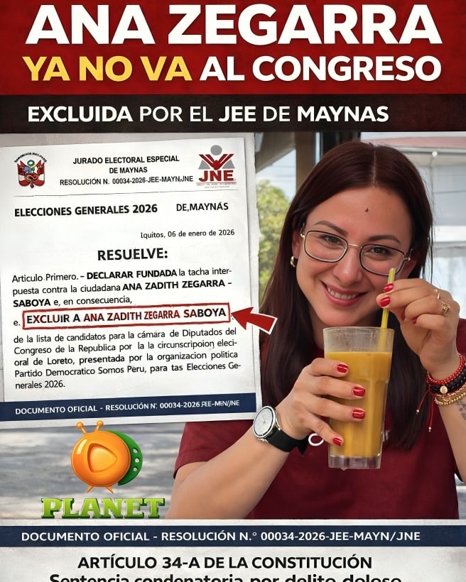 Sentencia penal: Ana Zegarra queda fuera de la lista congresal de Somos Perú tras fallo del Jurado Electoral