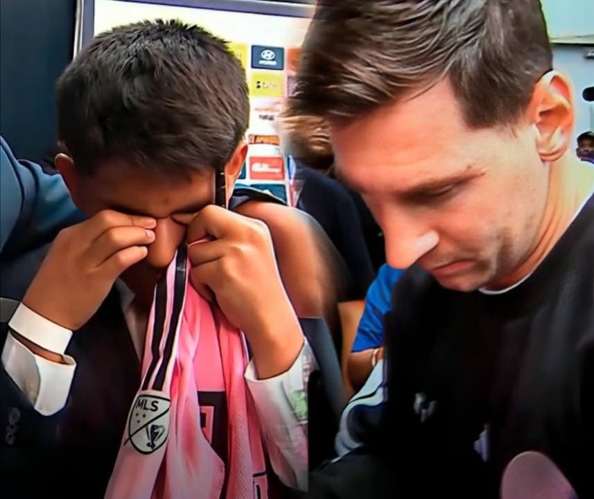 Lionel Messi firmó camiseta y emocionó a joven narrador