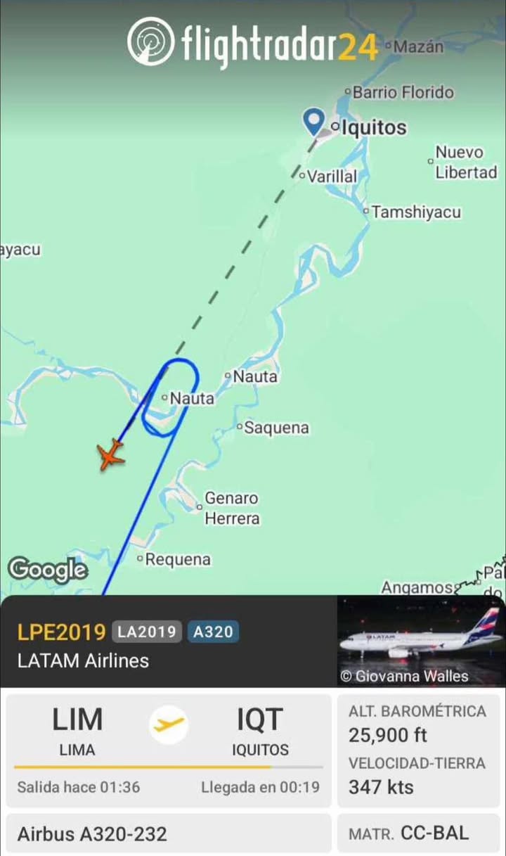 AVIÓN CON RUMBO A IQUITOS REGRESÓ A LIMA POR PÉSIMO TIEMPO
