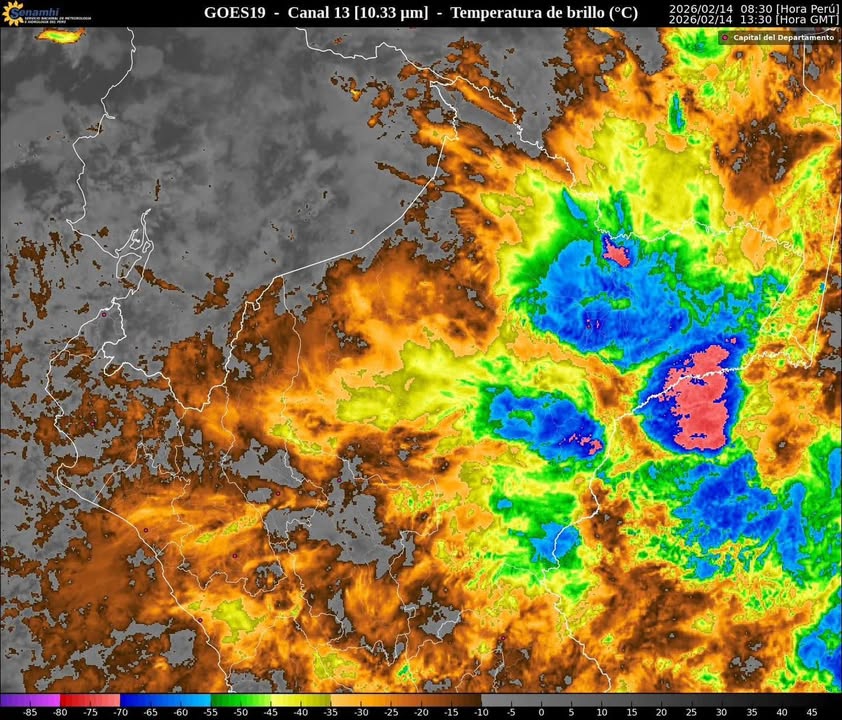 #Ahora presencia de tormentas en las provincias de Putumayo y Mariscal Ramón Castilla, lluvias frecuentes en las provincias de Maynas, Loreto y Requena. De acuerdo al aviso vigente de lluvias en selva.