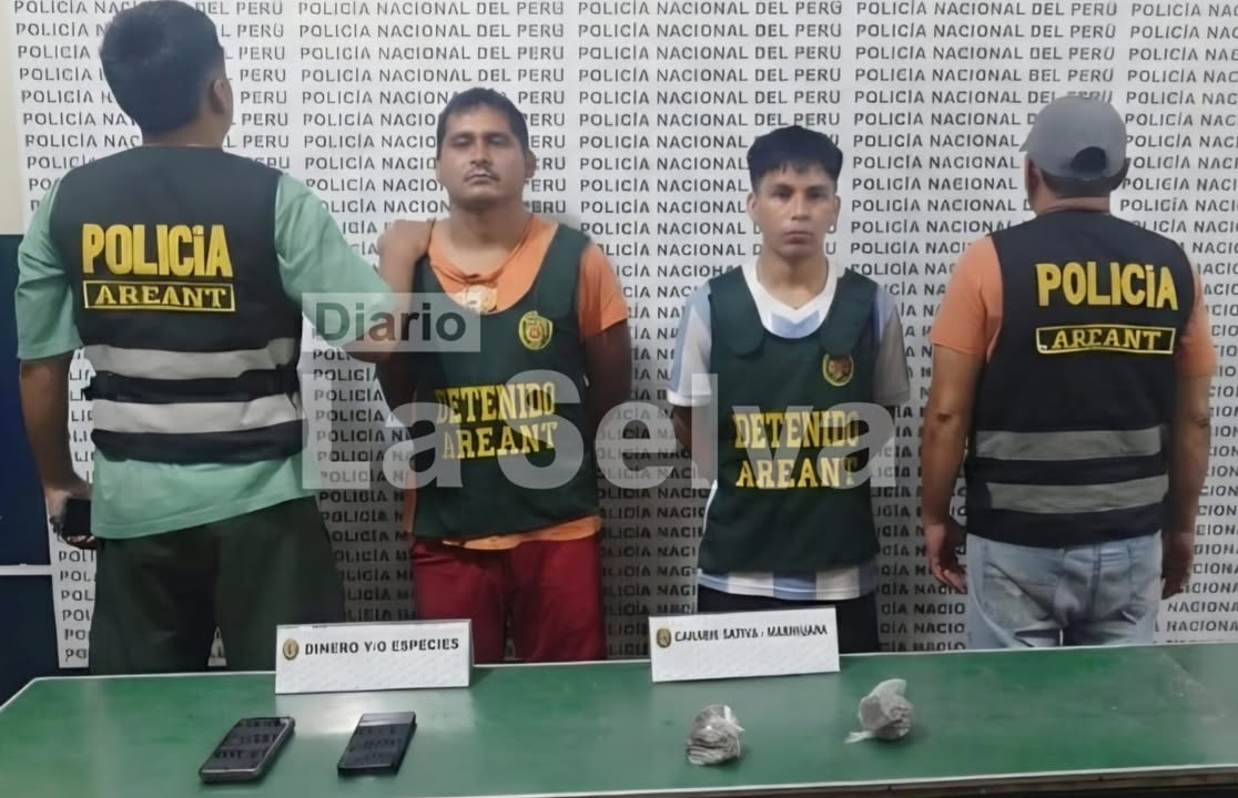 Policía Nacional del Perú captura a “Tuco” y “Llullo” vendiendo droga en plena vía pública