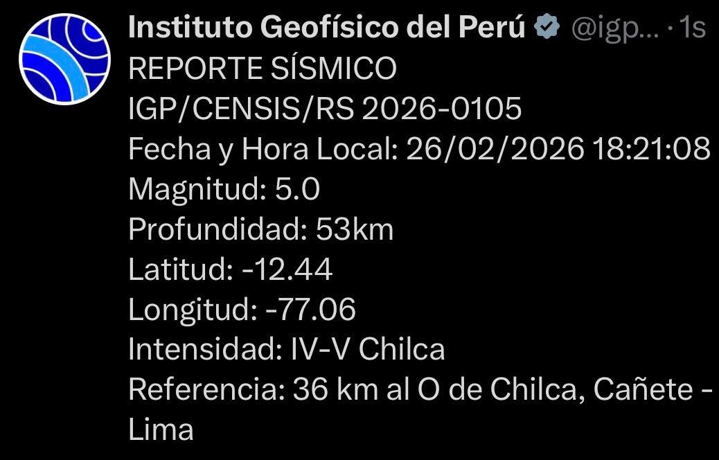 ÚLTIMO MINUTO  TEMBLOR DE REGULAR INTENSIDAD SACUDE LIMA