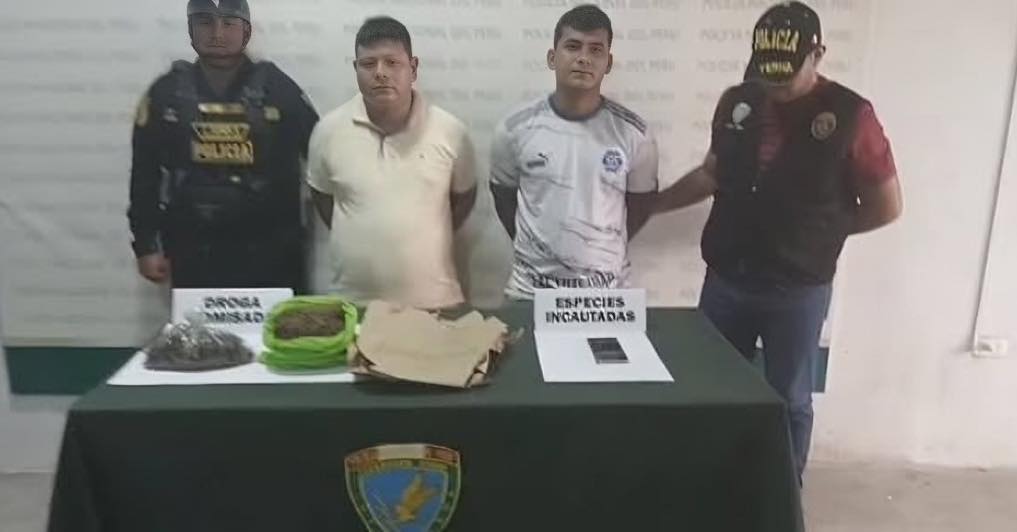 Detienen a dos sujetos con más de un kilo de marihuana en San Juan Bautista.