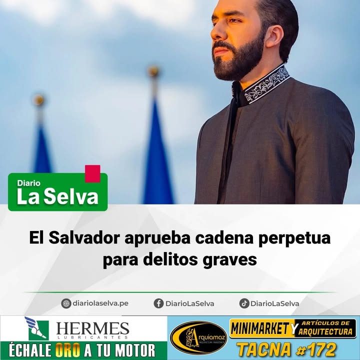 El Salvador aprueba cadena perpetua para delitos graves