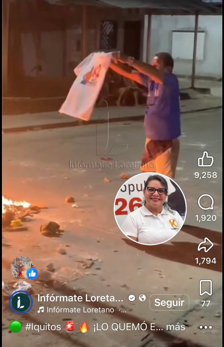 Queman símbolo electoral de Nary Pinasco en Loreto: intolerancia y cobardía disfrazadas de protesta