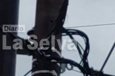 Cables de alta tensión en mal estado generan alerta en el asentamiento 9 de Octubre.