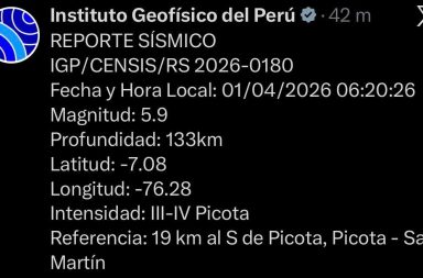 TERREMOTO EN SAN MARTIN GUE DE 5,9 GRADOS Y SE SINTIÓ EN IQUITOS, YURIMAGUAS, PUCALLPA, CHACHAPOYAS Y HASTA EN LIMA