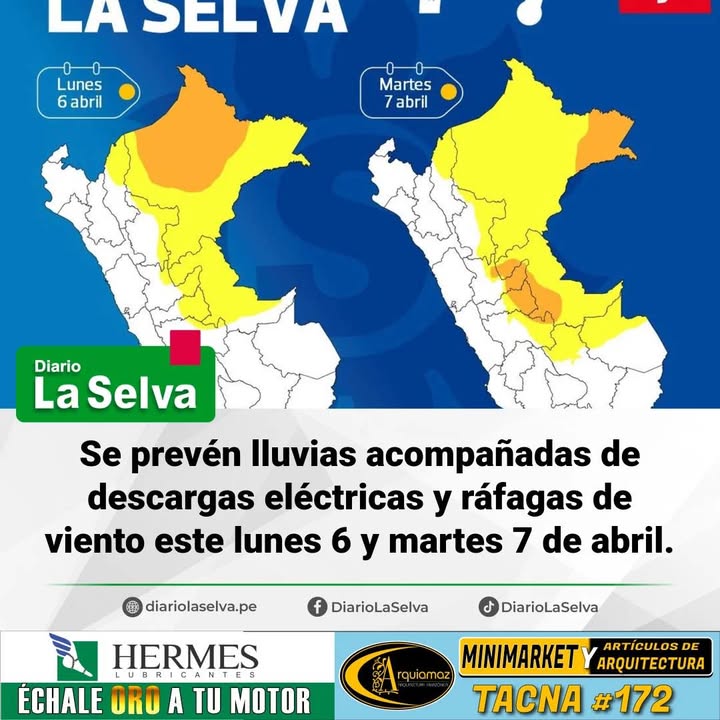 Aviso meteorológico 128: lluvia en la selva