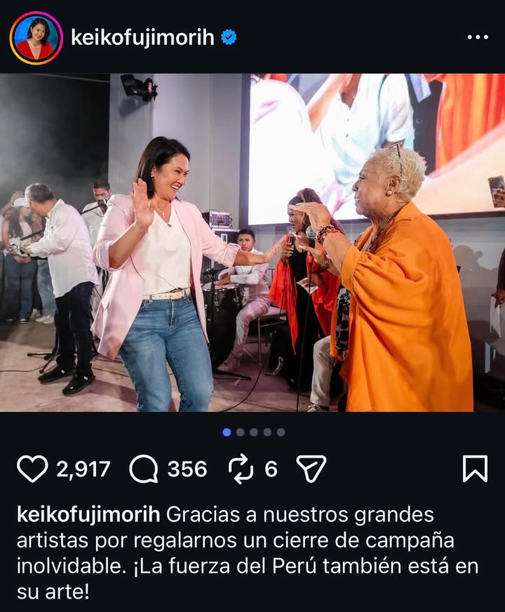 #keikofujimori agradece a los artistas que la acompañaron en esta primera etapa...