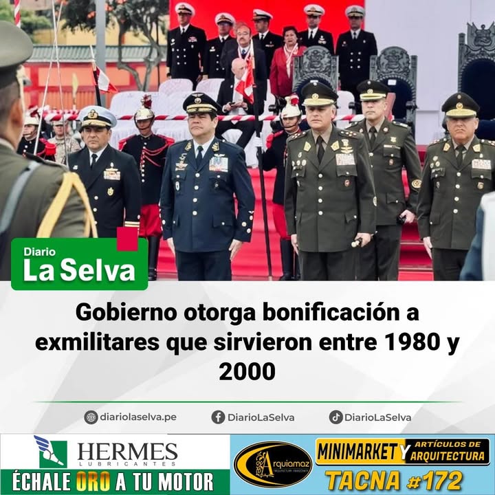 Gobierno otorga bonificación a exmilitares que sirvieron entre 1980 y 2000