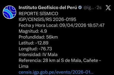 TEMBLOR DA GRAN SUSTO EN LIMA
