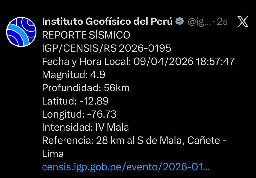 TEMBLOR DA GRAN SUSTO EN LIMA
