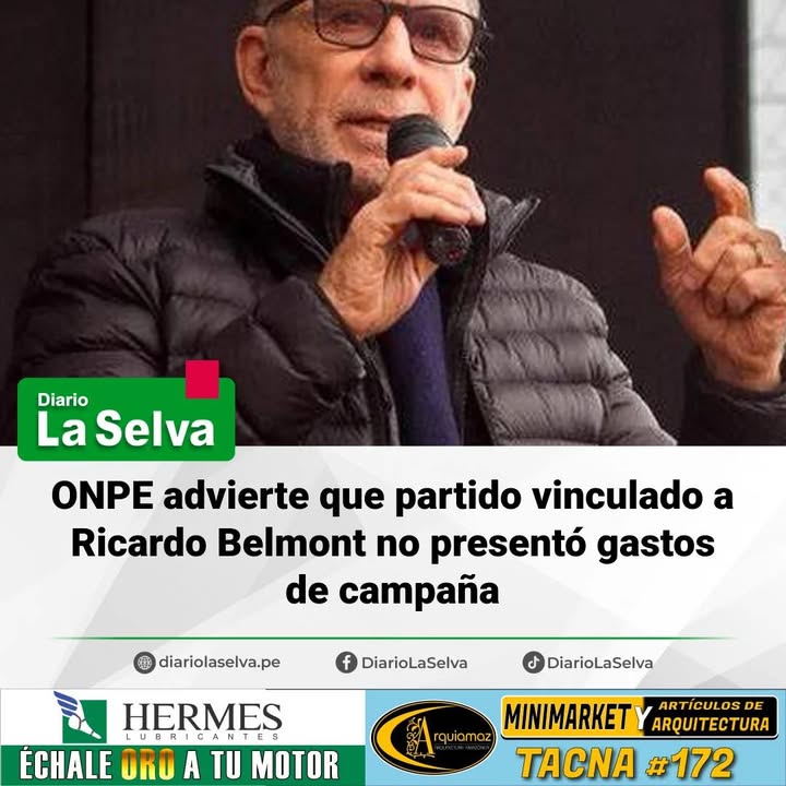 ONPE advierte que partido vinculado a Ricardo Belmont no presentó gastos de campaña