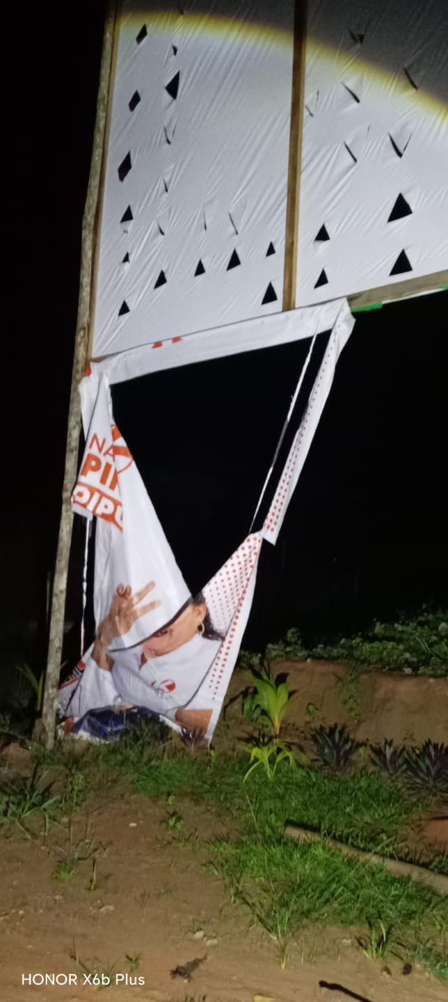 ‼ INDIGNANTE: NUEVAMENTE VANDALIZAN PROPAGANDA DE NARY PINASCO EN LA MADRUGADA Y EN PLENA VEDA ELECTORAL‼