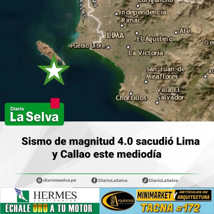 Sismo de magnitud 4.0 sacudió Lima y Callao este mediodía