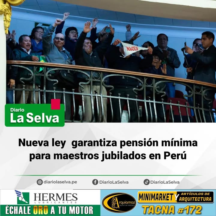 Ley garantiza pensión mínima para maestros jubilados en Perú