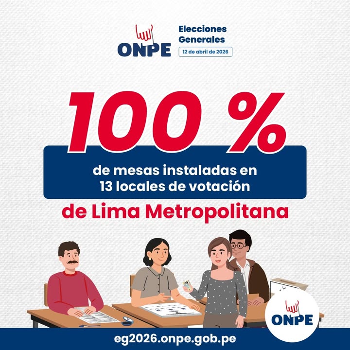 ONPE instaló el 100% de las mesas de sufragio, que no se...
