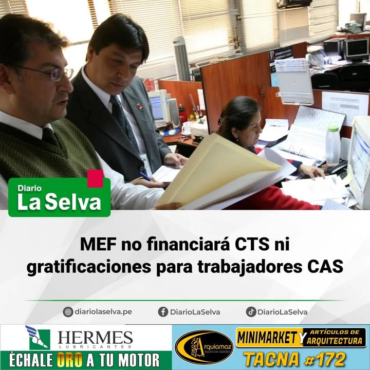 MEF no financiará CTS ni gratificaciones para trabajadores CAS