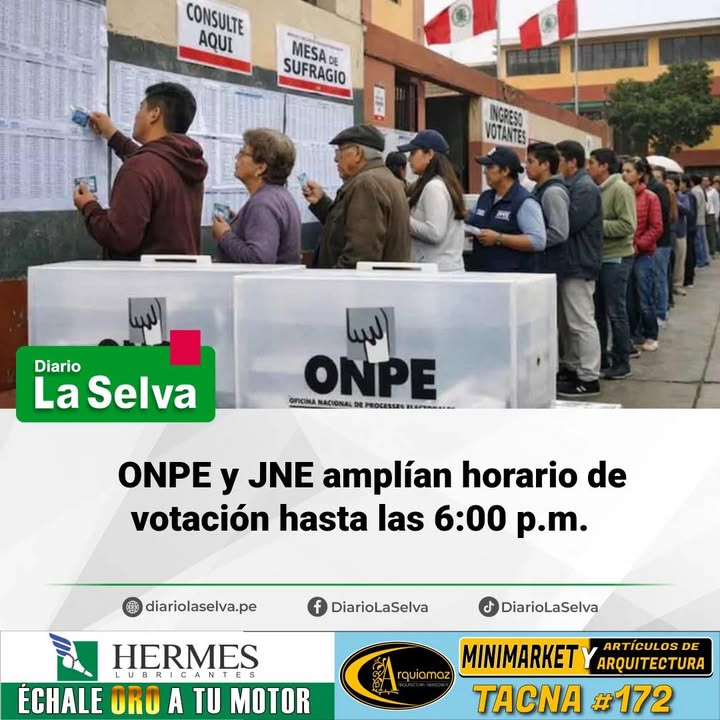 Elecciones 2026: Extienden votación hasta las 6:00 p.m.