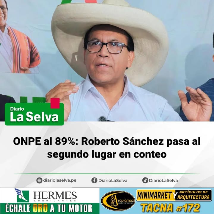 ONPE al 89%: Roberto Sánchez pasa al segundo lugar en conteo