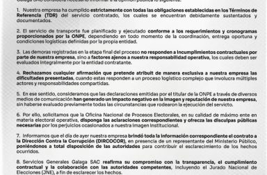 #Atención | Elecciones 2026: Galaga SAC se pronuncia ante demoras en el...