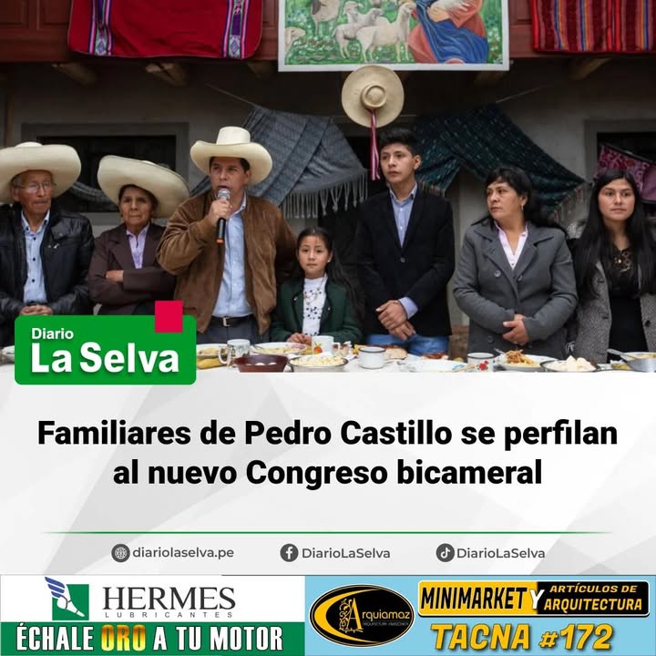 Familiares de Pedro Castillo se perfilan al nuevo Congreso bicameral