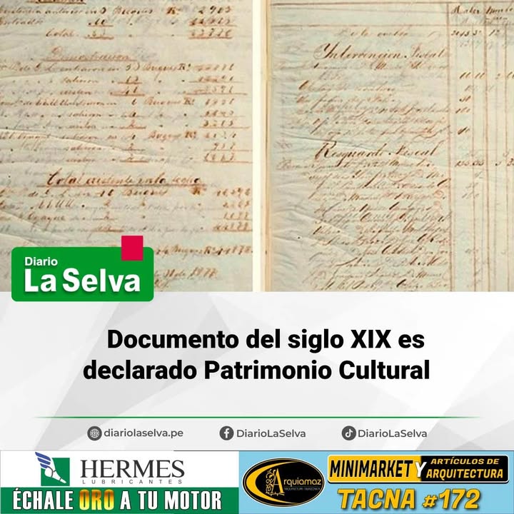 Documento del siglo XIX es declarado Patrimonio Cultural