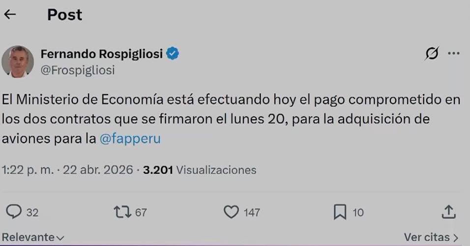 Crece la tensión política por adquisición de aviones de defensa