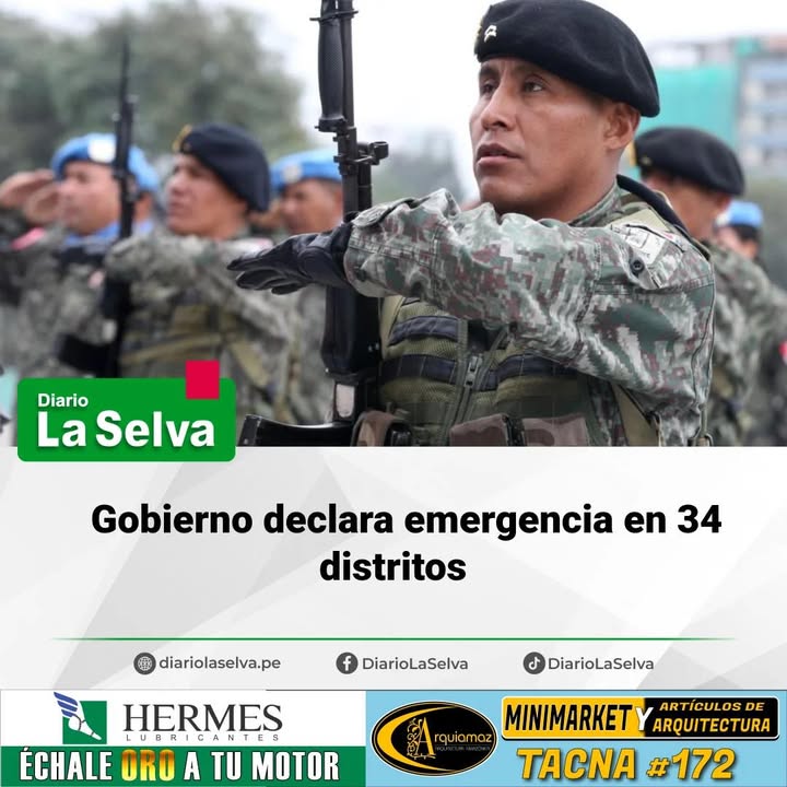Gobierno declara emergencia en 34 distritos