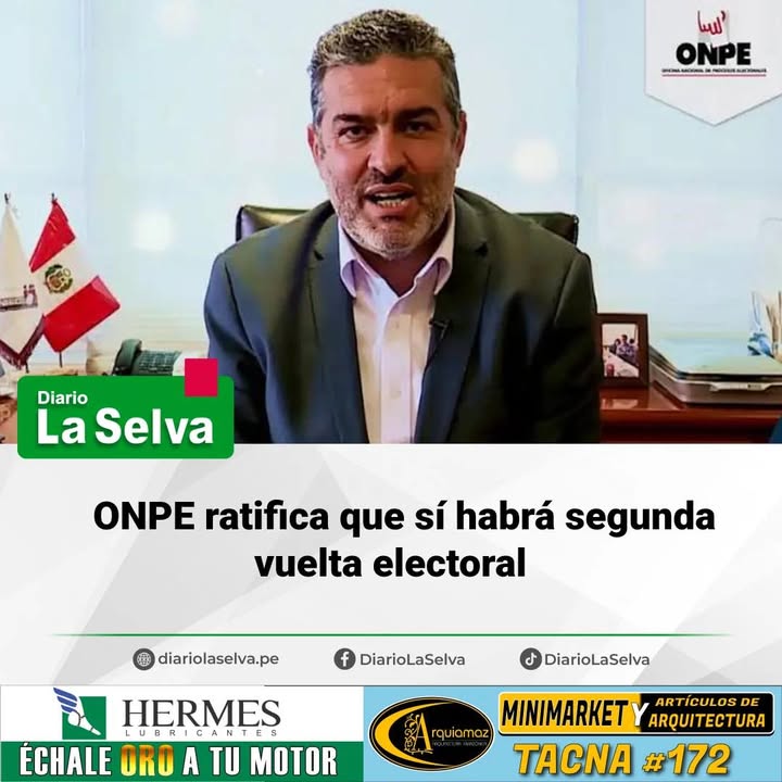 Segunda vuelta será el 7 de junio, informa la ONPE