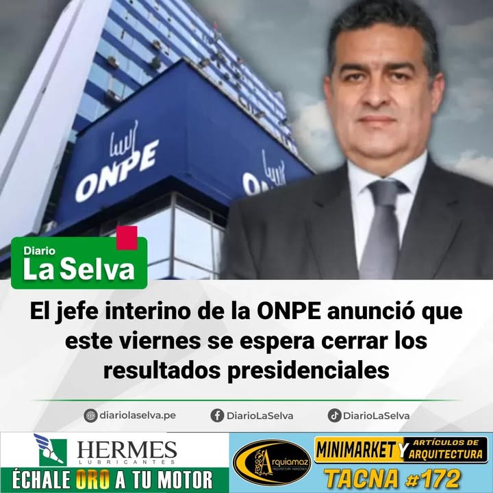 ONPE proyecta finalizar resultados de elecciones presidenciales
