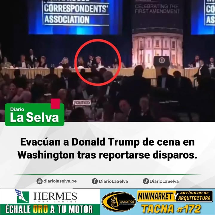 Evacúan a Donald Trump de cena en Washington tras reportarse disparos.