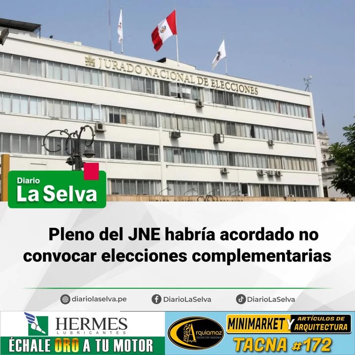 Pleno del JNE habría acordado no convocar elecciones complementarias
