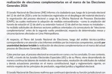 Elecciones complementarias no se realizarán