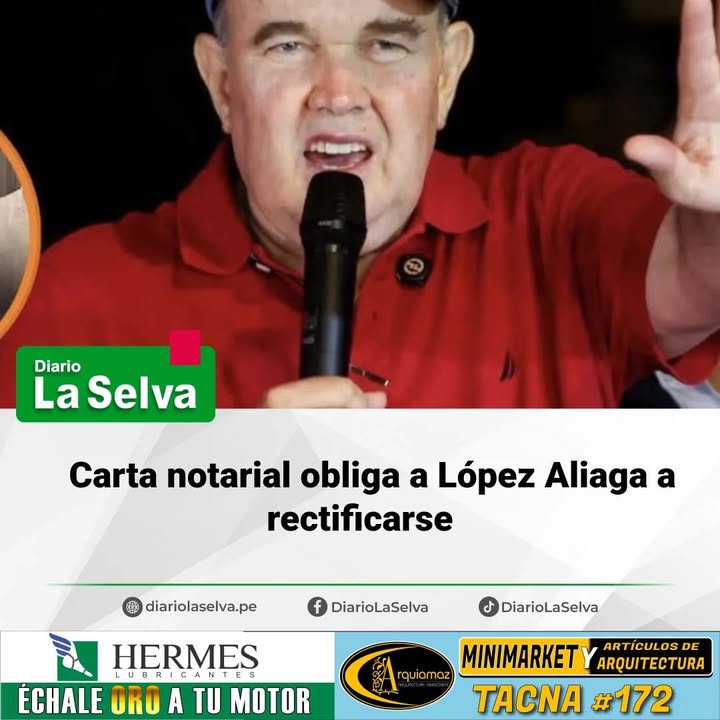 Carta notarial obliga a López Aliaga a rectificarse