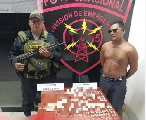 Detienen a sujeto con 360 envoltorios de presunta droga en Iquitos.