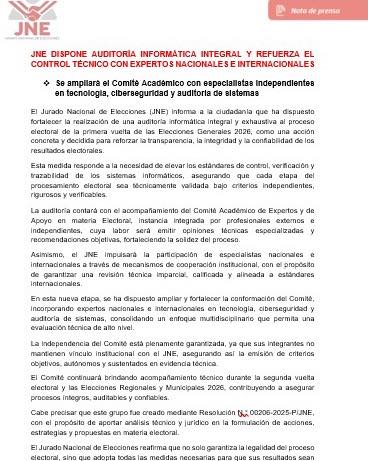 Mayor control técnico en proceso electoral