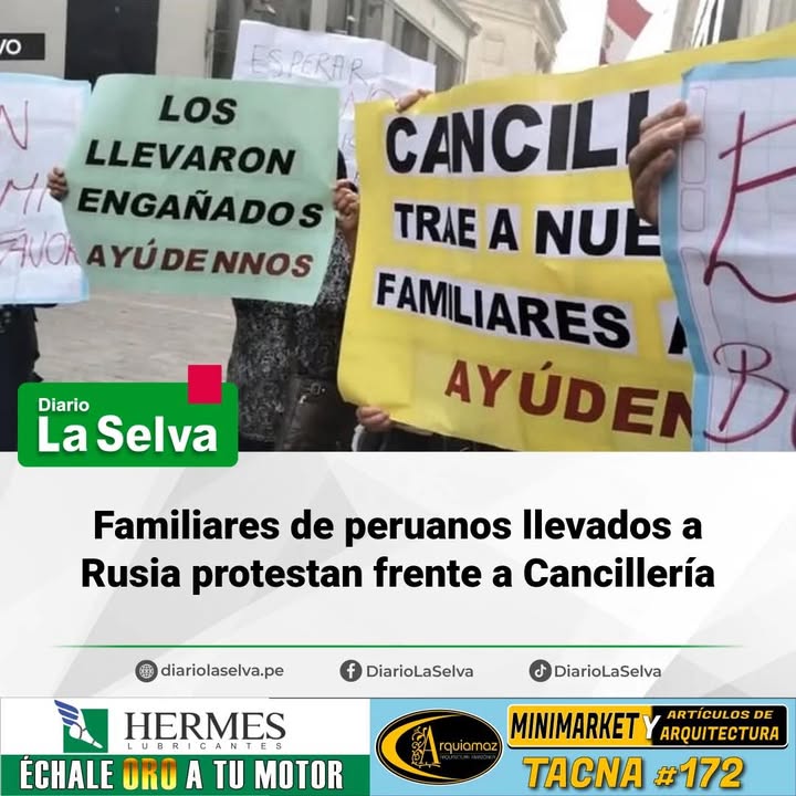 Realizan plantón para exigir apoyo a peruanos trasladados a Rusia