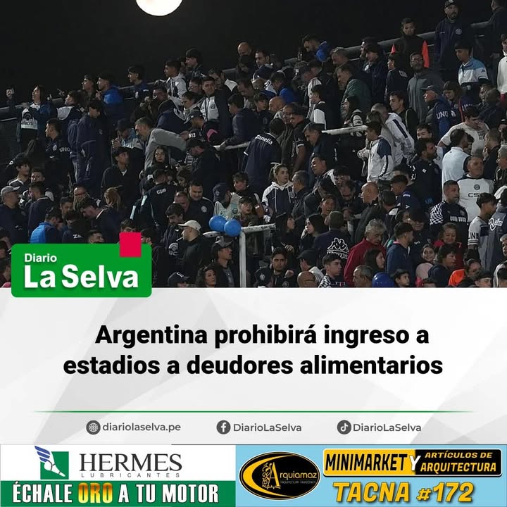 #Argentina  Deudores alimentarios quedarán fuera de eventos deportivos