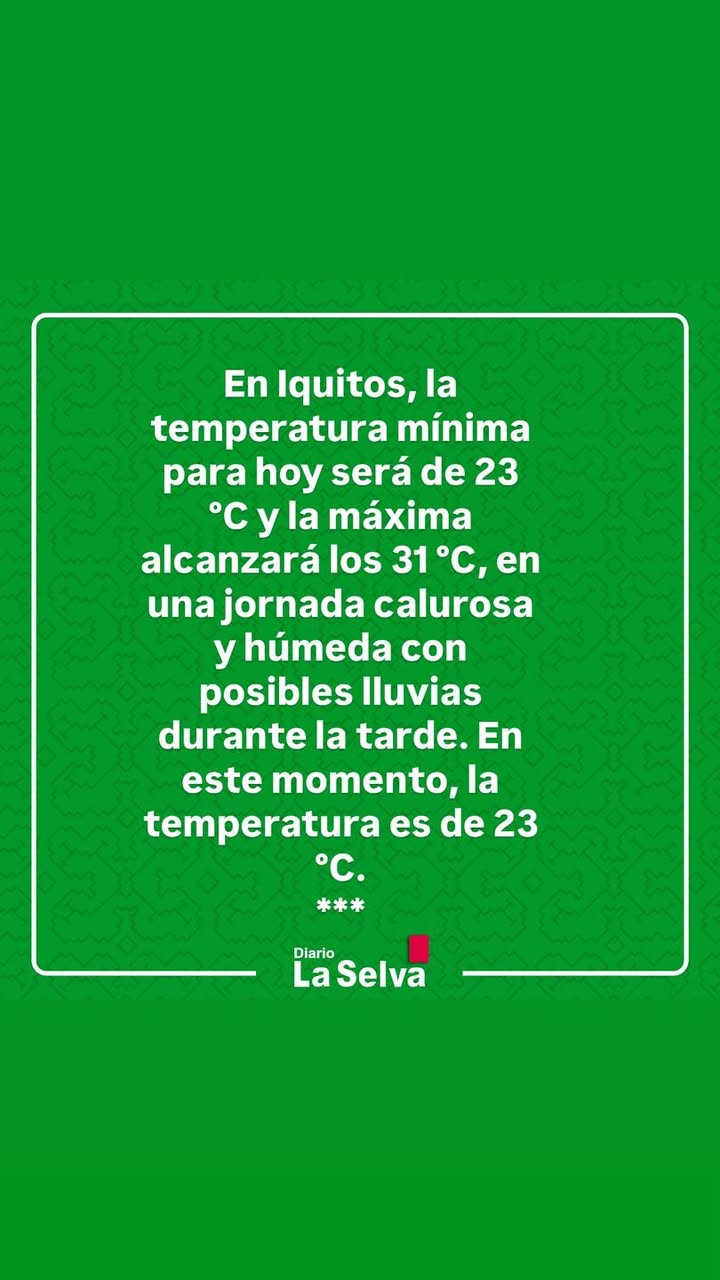 #clima| Así estaremos en Iquitos y la mayor parte de la región...